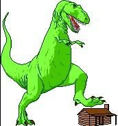 T-Rex trampar á húsi